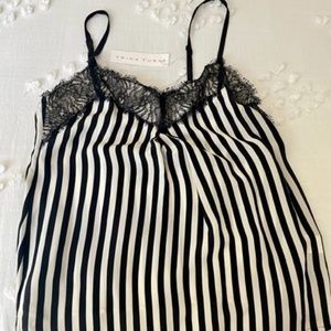 Trina Turk! Never worn, black/ white silk and lace top! Small  P
